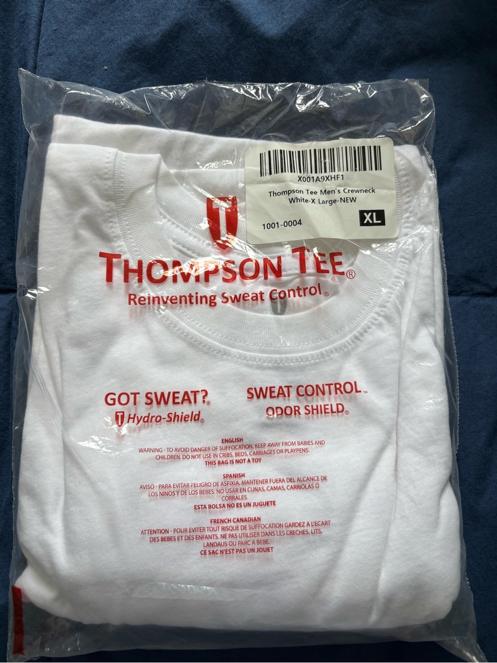 Thompson Men’s White Crewneck Sweat-Control Shirt